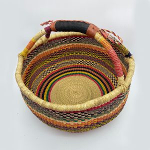 Bolgatanga Round Baskets Red Yellow Multicoloured