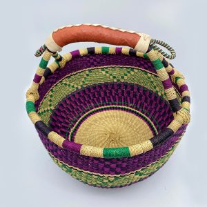 Bolgatanga Round Basket Purple Green